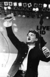 Bruce Springsteen Prints: Bono Rocks Live Aid on a Wild Beat Print