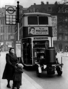 A Double Decker Bus with Fuel Trailer Print - March 1943
