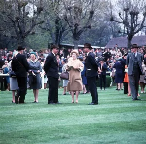 The Queen Mother at Sandown Park Racecourse Print 1967
