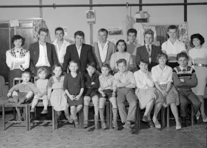 Mr and Mrs Harris with 18 Children Print Circa 1959