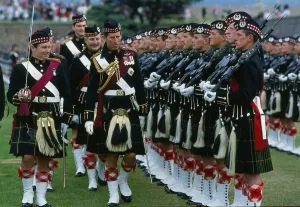 Royalty Prints: Prince Charles Inspects Highland Troops Print 1988