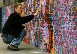Bristol Cityscape Photography Prints: Graffiti Street Art Artist John Nation 1990 from the Barton Hill Youth Centre in