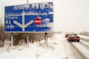 Scottish Weather Snow Print: M8 Motorway at Harthill