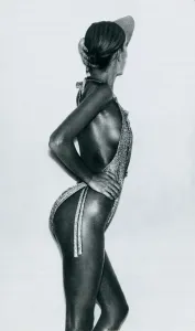 1970s Fashion Print - Gold Lurex Swimsuit