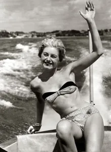 Vintage Beach Style Prints: Margaret Loraine Daily Mirror Clothing Fashion Show 1959 Beach seaside bikini