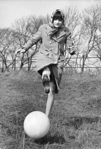 Sandie Shaw Kicking a Ball Print, March 1965