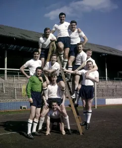 Prints of Tottenham Hotspur team pose for a group photograph at White Hart Lane March 1961 0200to0299 Prints: Tottenham Hotspur Team Print 1961