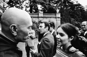 Entertainment In The 1960s Prints: Actress Vivienne Ventura talks to Yul Brynner with Jimmy Greaves (centre