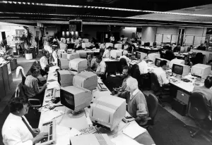 Daily Mirror Newsroom Print, Holborn, London, Circa 1990