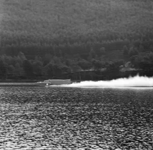 Donald Campbell Prints: Donald Campbell, BlueBird on Coniston Water Print 1958