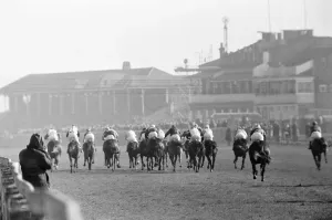 Prints of Racing at Lincoln Racecourse, Lincolnshire, Monday 16th March 1964. Opening Day of 1964 flat season 0400to0499 Prints: Lincoln Racecourse Print, 16th March 1964