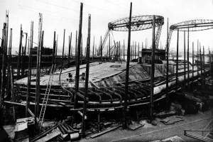 Palmers Shipyard Jarrow Print 1915 HMS Marshal Soult Under Construction