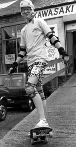 00500 Prints: 1989 Print: John Millard on a Skateboard in Killingworth