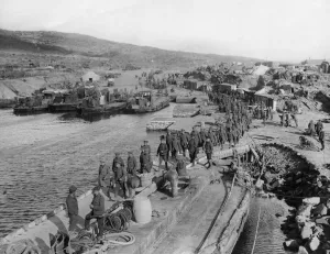 Prints of A busy scene on West Beach, Suvla Point two days prior to the evacuation of Gallipoli World War I And II Prints: Evacuation of Gallipoli Print, 19th December 1915