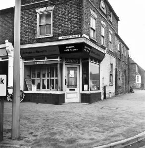 Prints of Margaret Thatchers fathers grocers shop at Grantham, Lincolnshire. 23rd February 1975 D Prints: Margaret Thatcher's Father's Grocer Shop Print, Grantham 1975