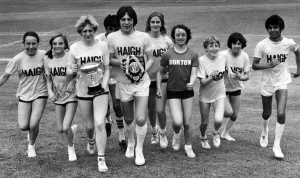Prints of Pupils at of Haigh House Blue Coat School, Coventry, looking happy as they won at School Sports, Haigh House are named after Bishop Haigh, former Bishop of Coventry Coventry Prints: Haigh House Blue Coat School Sports Print 9th July 1981