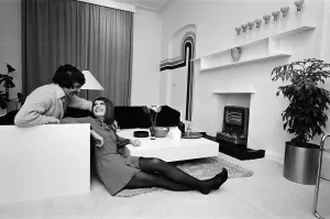 Sandie Shaw with Jeff Banks at Home in Blackheath Print 1968