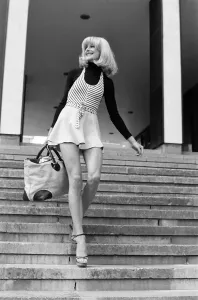 Vintage Fashion Photography Prints: Jilly Johnson, model, wearing short skirt, London. 23rd April 1976