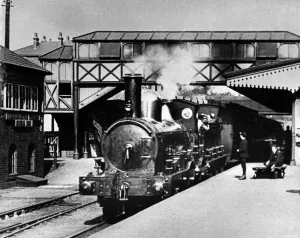 Prints of Steam Train at Kidderminster Town Train Station, Worcestershire, England, Circa 1908. Severn Valley Railway Line 0700to0799 Prints: Steam Train at Kidderminster Town Print, Circa 1908