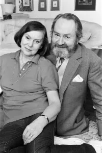 Prints of Actor Peter Sallis with his wife Elaine Usher. 27th March 1987 0800to0899 Prints: Peter Sallis with Wife Elaine Usher Print 27th March 1987