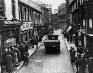 Prints of View showing Somerset Street in the town of Abertillery in Monmouthshire, South Wales. Circa 1939 0800to0899 Prints: View of Somerset Street, Abertillery Print, Circa 1939