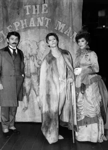 Prints of The story of John Merrick, played by David Bowie in the stage production of The Elephant Man. Booth Theatre on Broadway, New York. 18th September 1980 Music Prints: David Bowie as John Merrick in The Elephant Man Print, Booth Theatre 1980