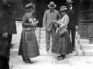 David Lloyd George Leaving the Polling Station, 1921 Print