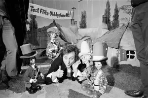Prints of Ken Dodd in the Diddy Village with the props for his new children show for the BBC, pictures taken at the BBC Dickenson Road Studios. 4th November 1968 1000to1099 Prints: Ken Dodd in the Diddy Village Print, 4th November 1968