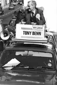 Prints of Tony Benn, M.P. seen here out on the campaign trail during the 1979 General Election. 15th April 1979 Politic Prints: Tony Benn Print - 1979 General Election Campaign