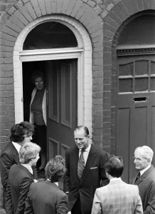 Prints of Prince Philip, Duke of Edinburgh visits Martensen Street, Wavertree, Liverpool. 23rd February 1978 Liverpool Prints: Prince Philip Visits Martensen Street, Liverpool Print 1978