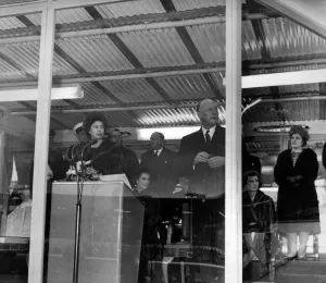 River Mersey Prints: Queen Elizabeth II Opening Langton River Entrance Print 1962