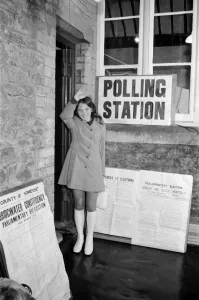 Prints of Trudy Sellick, the youngest ever voter, aged 18 and 3 hours old, casts her vote at the Bridgewater Bi-Elections Somerset, England. Trudy Sellick of North Newton, Somerset, turned 18 on polling day Politic Prints: Trudy Sellick, Youngest Ever Voter Print, 12th March 1970