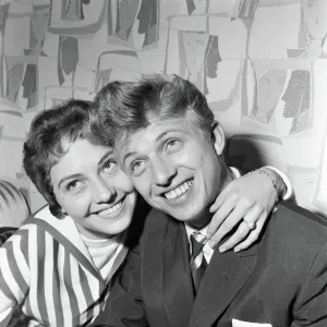 Prints of Tommy Steele and fiancee Ann Donoghue. 15th August 1958 1100to1199 Prints: Tommy Steele and Fiancee Ann Donoghue Print 1958