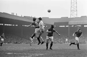 Prints of Manchester United v Blackpool, League Division Two, final score 4-0 to Manchester United. Old Trafford, 26th April 1975 Greater Manchester Prints: Manchester United v Blackpool, League Division Two, 1975 Print