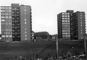 01400 Prints: Print of The Wingate Towers flats from Liverpool Road, Huyton
