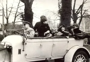 Entertainment In The 1960s Prints: The Beatles in a vintage 1912 Rolls Royce at AB Riverside Studios in Teddington