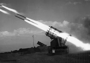 Print of a Rocket Firing Anti-Aircraft Gun