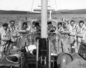 RNLI Prints: Fishguard and Goodwick Lifeboat Crew Print, 1972