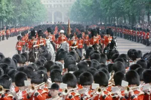 Prints of Queen Elizabeth II - The Trooping of the Colour Ceremony, which marks The Queens Official Birthday. (Picture) Event Prints: Queen Elizabeth II Trooping of the Colour Print