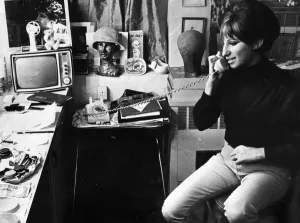Prints of BARBARA STREISAND ON THE TELEPHONE IN HER BROADWAY DRESSING ROOM - OCTOBER 1965 1500to1599 Prints: Barbara Streisand Print - Broadway Dressing Room Photo 1965