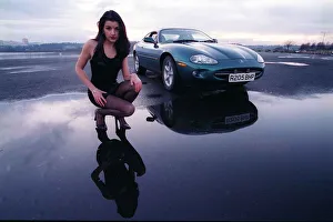 Miss scotland Isla Sutherland January 1998 pictured alongside a Jaguar XK8 Miss scotland Isla Sutherland January 1998 pictured alongside a Jaguar XK8