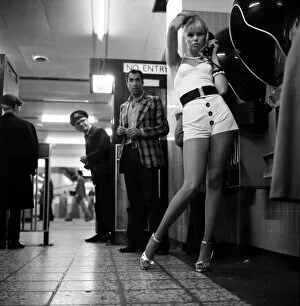 Images Dated 16th January 1975: Model Christine Donna seen here using the public telephones at Holborn tube station