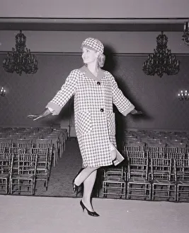 Model Judith Morgan November 1963 Wearing a checked design coat Model Judith Morgan November 1963 Wearing a checked design coat