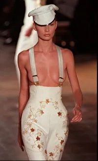 A model walks down the catwalk wearing Givenchy in Paris - patterened tight trousers A model walks down the catwalk wearing Givenchy in Paris - patterened tight trousers