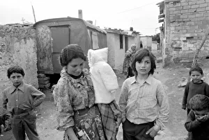 A Mother and children in a poor suburb on the outskirts of Rome, Italy April 1975 A Mother and children in a poor suburb on the outskirts of Rome, Italy April 1975