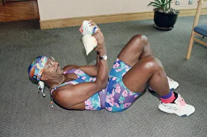 Mr Motivator Derek Evans performing floor exercises. 9th September 1996 Mr Motivator Derek Evans performing floor exercises. 9th September 1996
