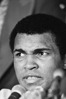 Muhammad Ali at a press conference for his World Title fight against Leon Spinks Muhammad Ali at a press conference for his World Title fight against Leon Spinks