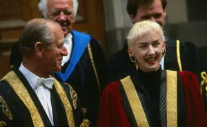 Muriel Gray TV presenter June 1988 with Prince Philip, Duke of Edinburgh Muriel Gray TV presenter June 1988 with Prince Philip, Duke of Edinburgh