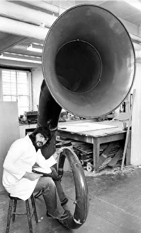 Museum technician Richard Miller was to knock out the dents in this giant auyetephone Museum technician Richard Miller was to knock out the dents in this giant auyetephone