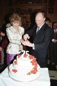Neil and Glenys Kinnock celebrate their 26th wedding anniversary at Temple, London Neil and Glenys Kinnock celebrate their 26th wedding anniversary at Temple, London